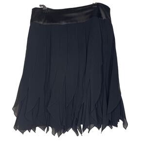 Rickie Freeman for Teri Jon Black 100% Silk Pleated Ruffle Skirt Women's Size 4